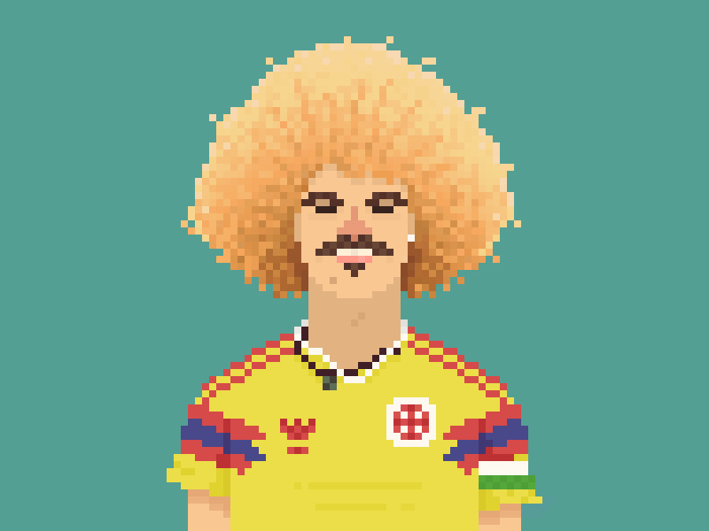 Carlos Valderrama Pixel Art 8bit character football illustration pixel art retro soccer world cup