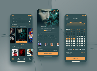 Cinema Ticketing app graphic design mobile ui