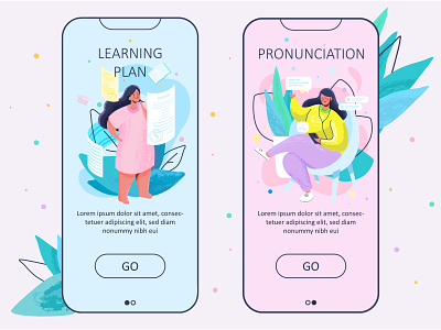 Language learning app audience concept design humans illustration learn learning plan onboarding screen study