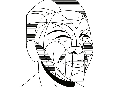 Nelson line art mandela portrait vector