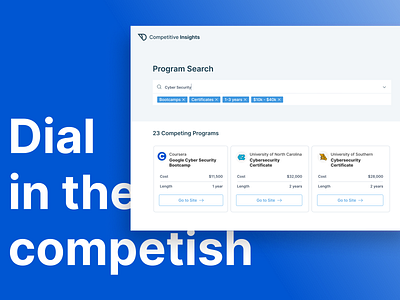 Competitive Insights | Program Search filter results search ui ux