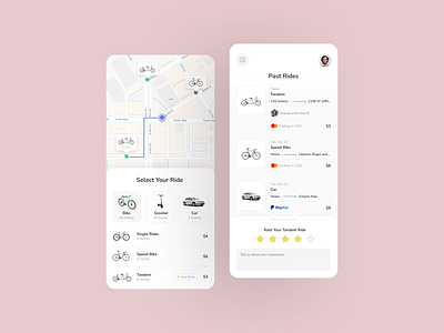 Ride Hailing/Sharing App app bike car history icon lyft map mobile navigate navigation ride ride sharing scooter uber ui ux