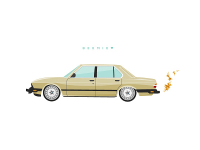 Beemie beemie bmw car color detail drive flat gold icon illustration shadow vector