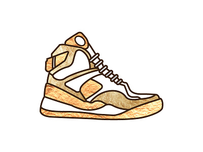 Gold Sneaker basketball copper gold icon leaf line logo shoe