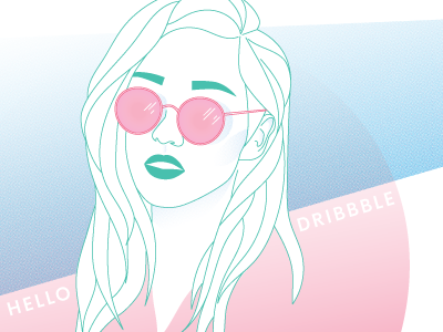 Now Dribbbling girl hipster pastel pink portrait sunglasses