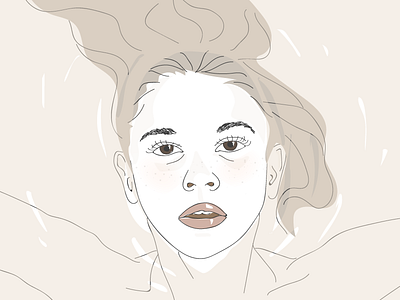 Brood adobe illustrator emotionless floating floating in water girl portrait water