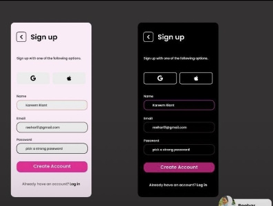 Sign up page…Dark mode and Light mode 😍😍