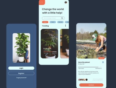 Plant charity App branding design product designer typography uiiux uiux ux