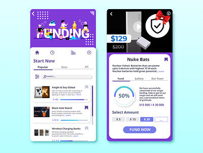 Crowdfunding - Fundraiser app UI app design graphic design illustration ui ux vector