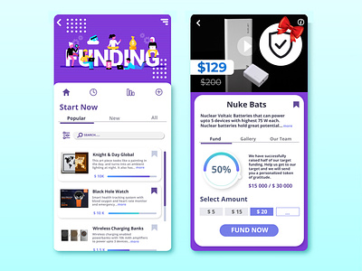Crowdfunding - Fundraiser app UI app design graphic design illustration ui ux vector