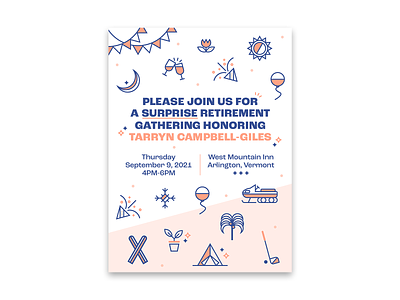 Retirement Party Invite card design concepting design graphic design iconography illustration invitation layout vector