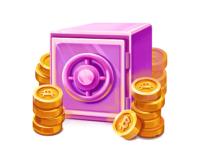 Slot Game Symbol "Safe Full Of Coins" 2d 2d drawing bitcoin blockchain casino casinoslots character character design coin crypto cryptocurrency game gamedev graphic design illustration punchybunchy safe slot slot game slot machine