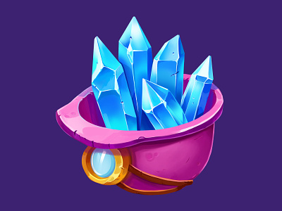 Slot Game Symbol "Mined Crystals" 2d bitcoin blockchain casino casinoslots character crypto cryptocurrency crystal design dimond drawing game gamedev helmet illustration punchybunchy slot slot game slot machine