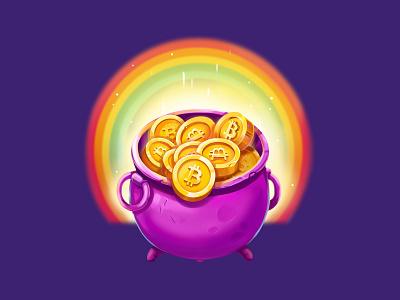 Slot Game Symbol "Pot full of bitcoins" 2d 2d illustration bitcoin casinoslots character crypto cryptocurrency game game art gamedev icon illustration pot punchybunchy rainbow slot slot game slot machine slot symbol symbol