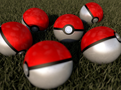 pokeballs on the grass