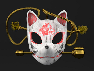 Kitsune Mask 3d c4d cinema4d fox japan japanese kitsune mask wallpaper