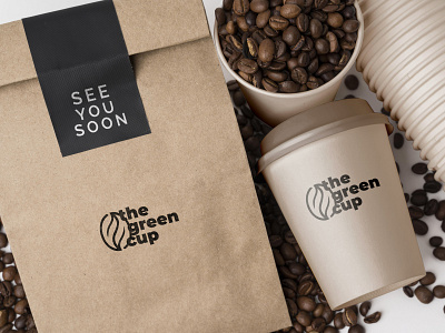 Coffee Shop «the green cup» branding coffee design graphic design illustration logo mockup vector
