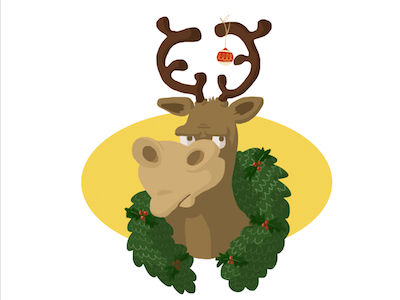 Cranky Christmas Card Design christmas festive holiday illustration reindeer