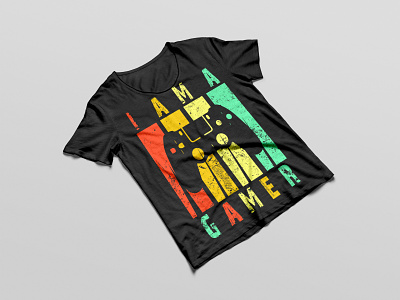 I am a gamer typography t-shirtdesign graphic design retro