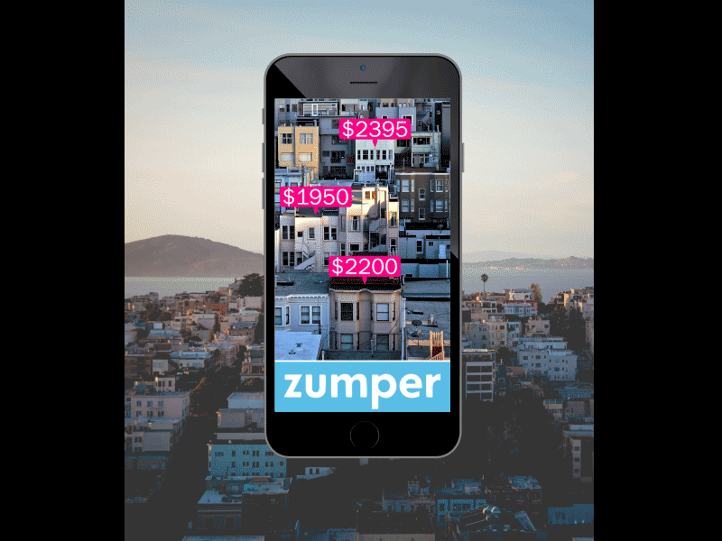 Zumper Onboarding Mockup for DailyUI 023.