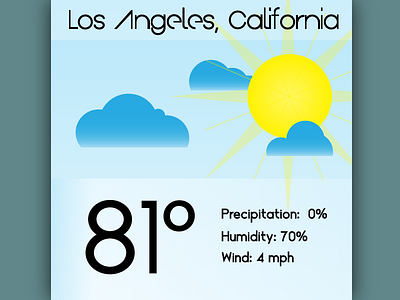 Los Angeles Weather for DailyUI 037. 037 ardenhanna bayarea california dailyui forecast forhire ui weather widget