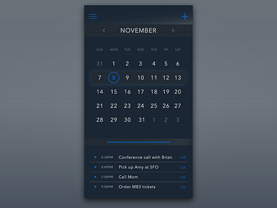 iOS Calendar Rebound for DailyUI 038.