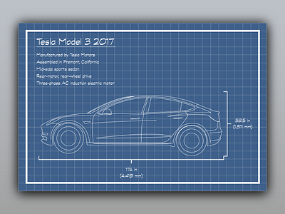 Tesla Model 3 Blueprint. ardenhanna bayarea blueprint california design freelance interface model3 sf tesla ui