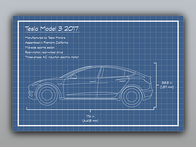 Tesla Model 3 Blueprint.