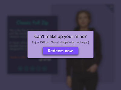 Redeem Coupon Popup for DailyUI 061.