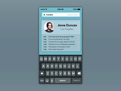 Status Update iOS Interface for DailyUI 081.