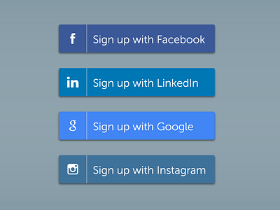 Social Media Signup Buttons for DailyUI 083.