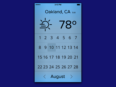 iOS Weather App Interface Concept arden hanna bay area dailyui for hire freelance illustrator interface ios app ui weather