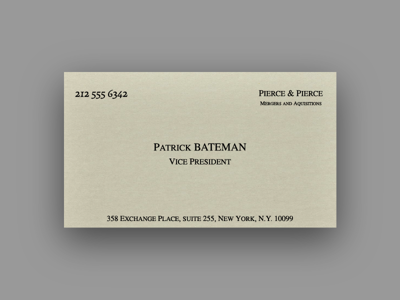 Business Card Design bay are drop shadow business card freelance for hire arden hanna american psycho