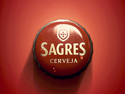 Sagres Beer Bottle Cap beer bottle cap cerveja drink drop fresh orange portugal red sagres shadow