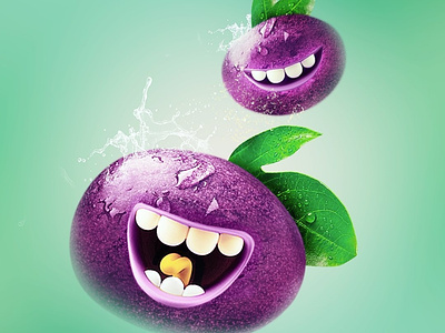 Juicy characters 3d advertising character fruit happy juicy passionfruit photoshop smile