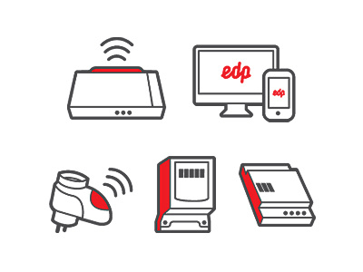 EDP redy icons set devices edp energy filipe filipesj gray icon iconography picto red redy set