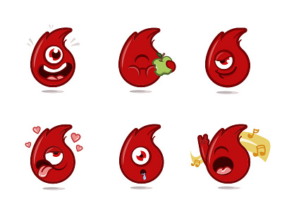 Vodafone Stickers Pack character contest eye face hair ilustration ilustrator red stickers vector vodacom vodafone