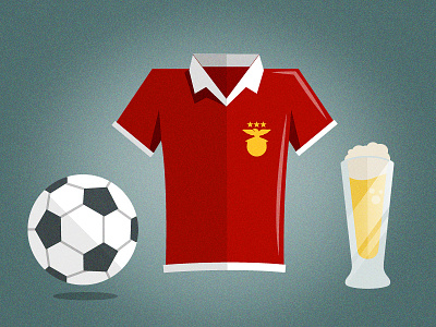 Soccer Elements ball beer benfica drink glass ilustration red soccer sport tshirt vector yellow