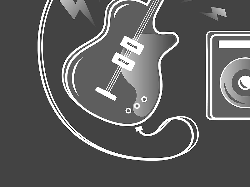 Playing Music bass cable edp guitar icon ilustration lightning music rock sound threads vector