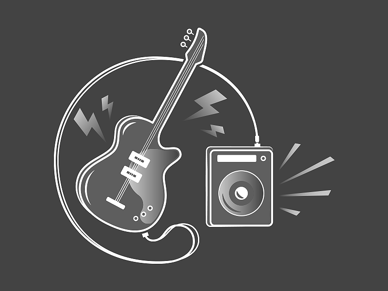 Playing Music bass cable edp guitar icon ilustration lightning music rock sound threads vector