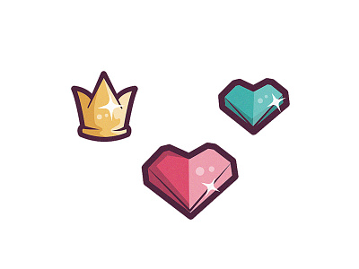 King of Hearts Assets blue crown diamond glow heart illustration illustrator king pink shining vector yellow