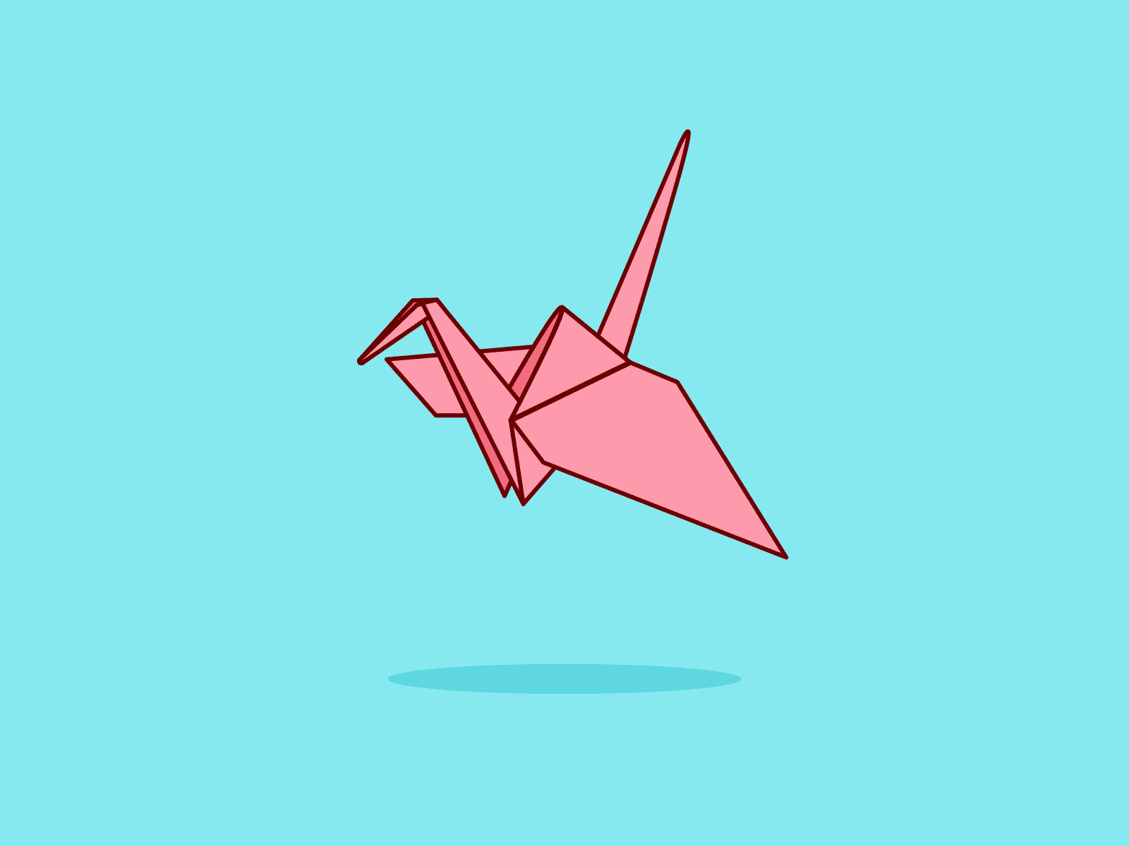 Origami Bird after effects animated bird blue bright cartoon crane design flapping folded illustration origami paper pastel pink
