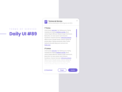 Terms of Service - Daily UI dailyui design ui