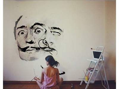 Salvador Dali, Mural dali ink mural salvador surreal wall art