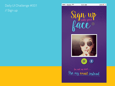 DailyUI // Day 1 : Sign up 001 challenge daily daily ui challenge day1 faceid facial recognition signup ui