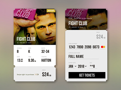 DailyUI // Day 2 : Credit Card Checkout 002 challenge checkout credit card checkout dailyui fight club fightclub movie ticket payment