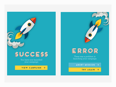 DailyUI // Day 11 : Flash Message (error/success) abort error fail flash message launch mission rocket success