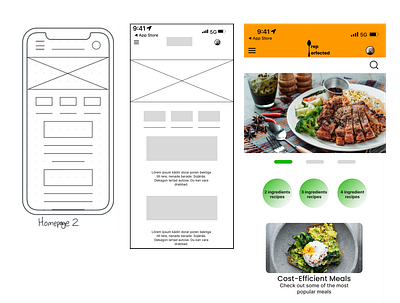 Meal Prep App (Lo-Fi to Hi-Fi) design iconography typography ui ux