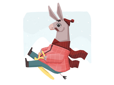 My winter fun animal book illustration character character design childrens illustration cute donkey flat art funny illustration sledding snow winter winter illustration