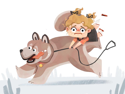 Little girl with a big dog. Illustration for children’s book book for kid book illustration books illustration character character design childrens book childrens character childrens illustration cute dogsitter emotional illustration illustration agency kid kids little girl walking dog